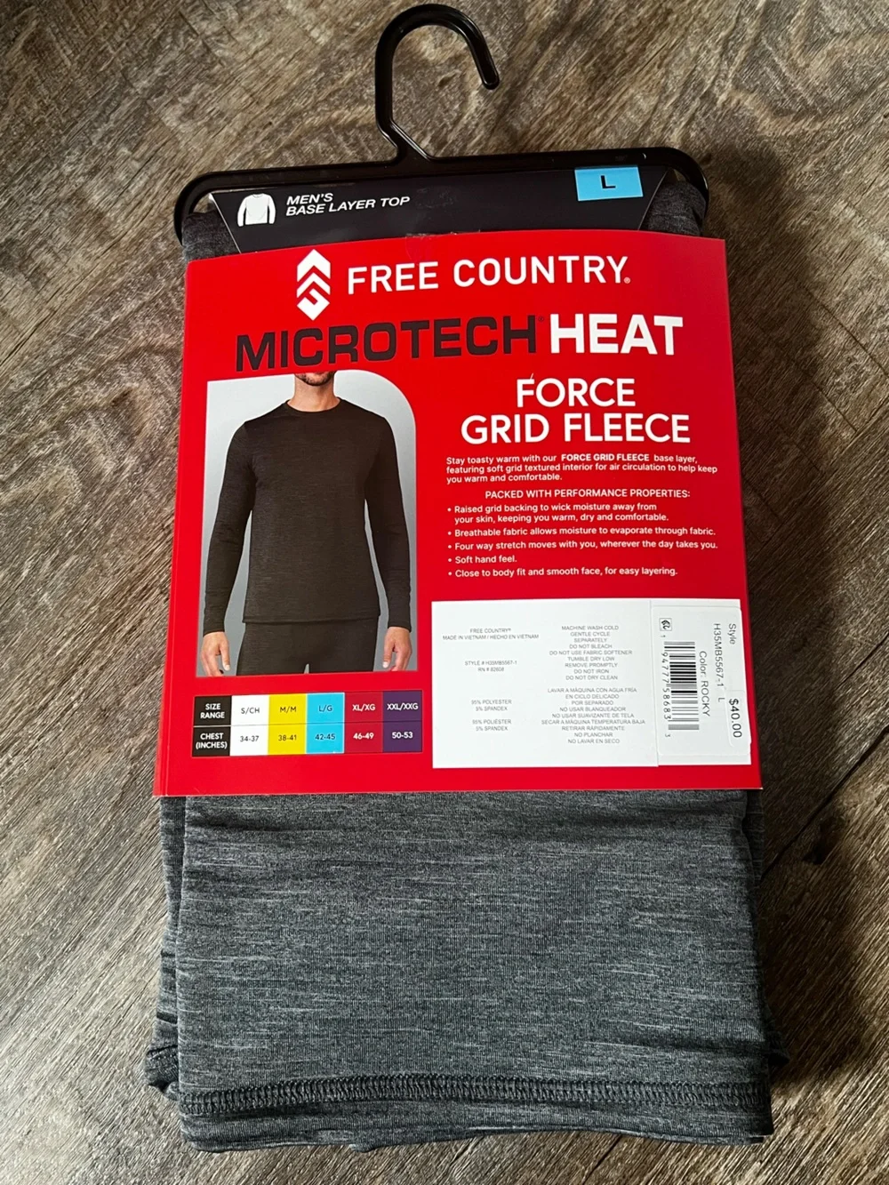 Free Country Force Grid Fleece Base Layer Top and Bottom-‎ Size Large